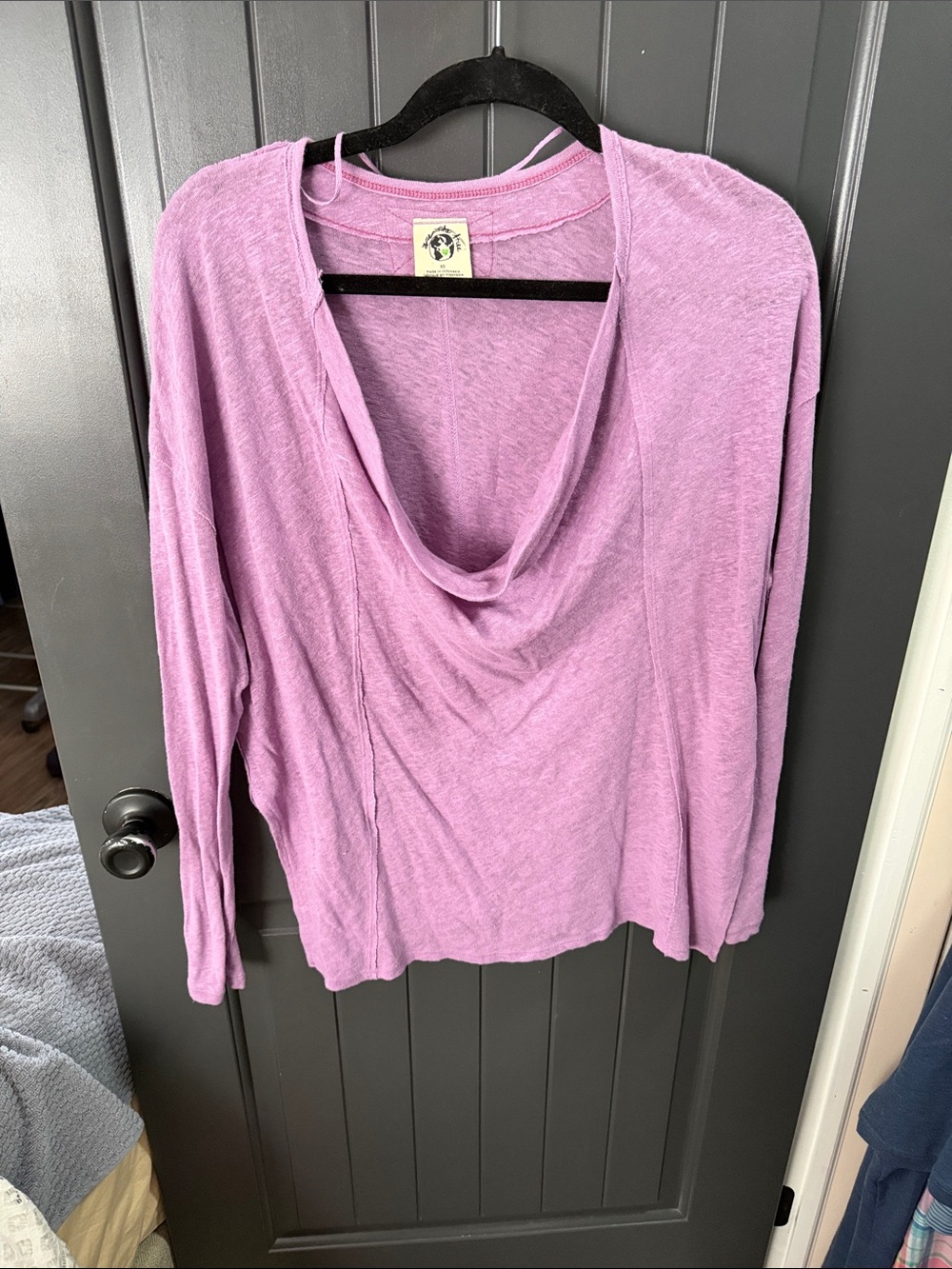 We The Free Dusty Lilac Drape Neck Long Sleeve Tee